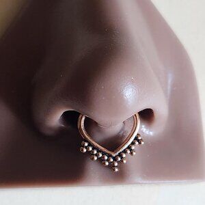 Copper Faux Piercing/non-pierced Beaded Septum Nose Ring.